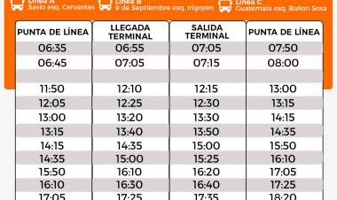 Modificación en el horario del transporte urbano