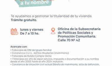 Tu casa a tu nombre - Trámite de Regularización Dominial 