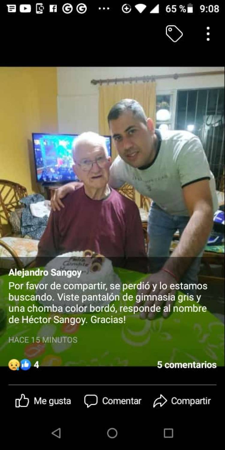 Noticia actualizada. Hallaron al abuelo que se encontraba ausente de su hogar