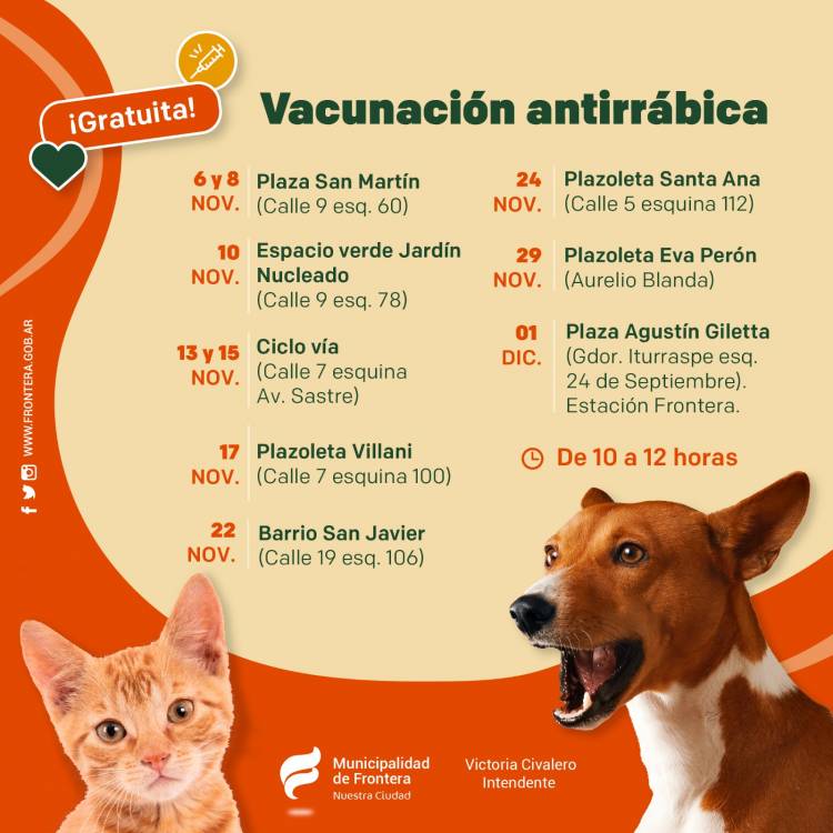 Campaña de vacunacion antirrábica en la ciudad de Frontera