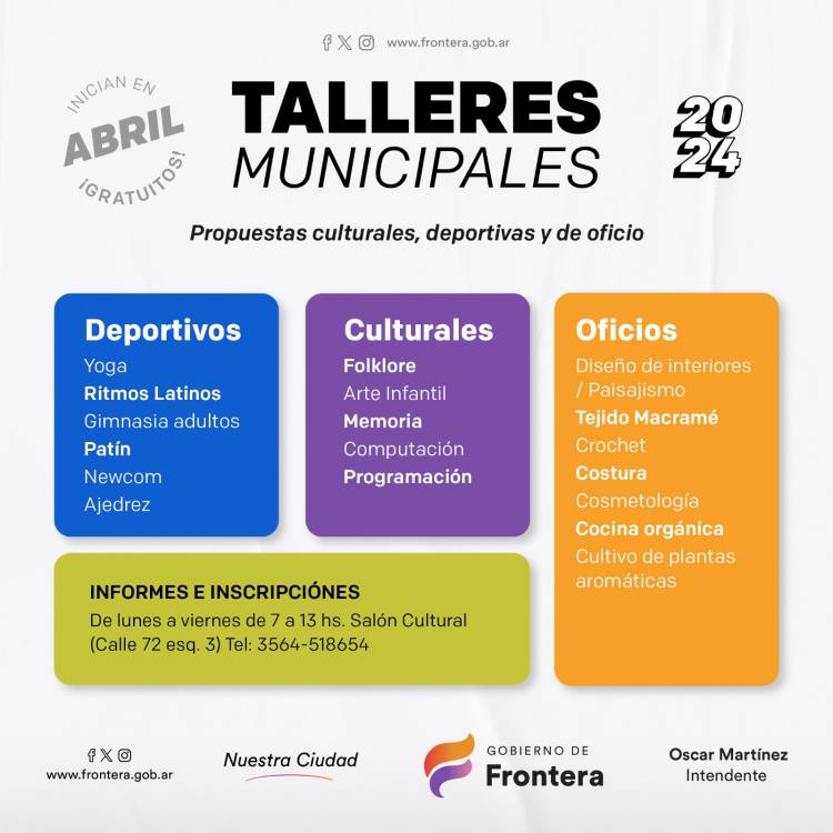 Inscripciones abiertas a partir del próximo miércoles 3 de abril