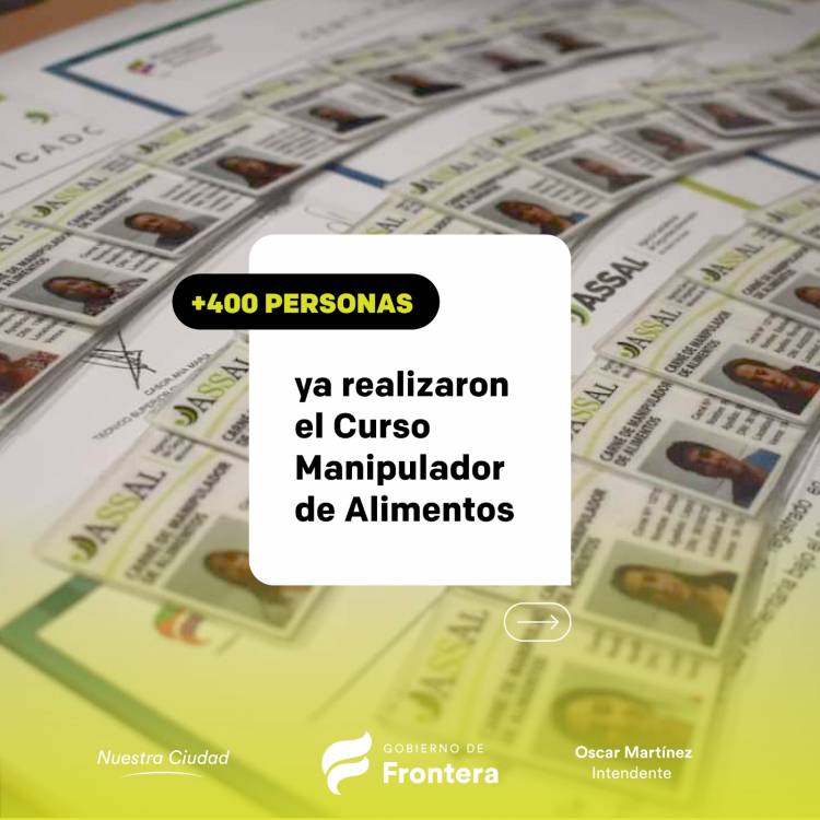 400 personas ya realizaron el curso manipulador de alimentos