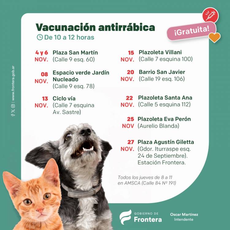 Campaña de vacunacion antirrábica en la ciudad de Frontera