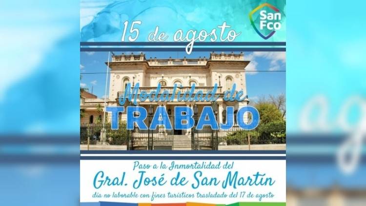 Paso a la Inmortalidad del Gral. José de San Martín: modalidad de trabajo en dependencias municipales