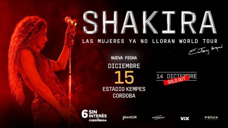 Locura por Shakira: Con plazas agotadas en Córdoba y la región se esperan 120 mil turistas