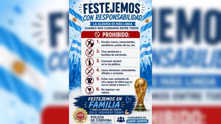 La departamental San Justo lanzó recomendaciones para los festejos de la Selección Argentina
